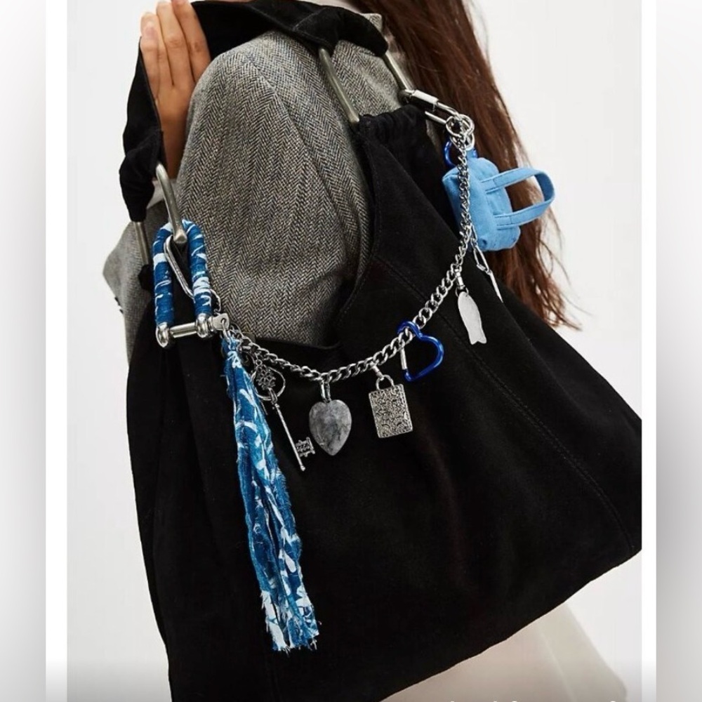 Free People Bobbi Slouch Suede Tote, NWT! ( bag charm not included)